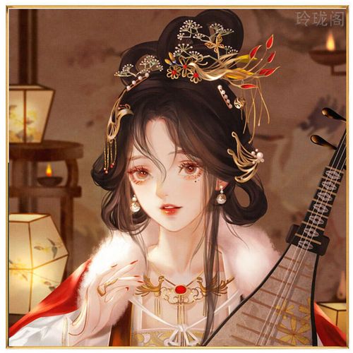 定制创意古风diy数字油画填充简单古风人物手工动漫卡通 古风美女1001