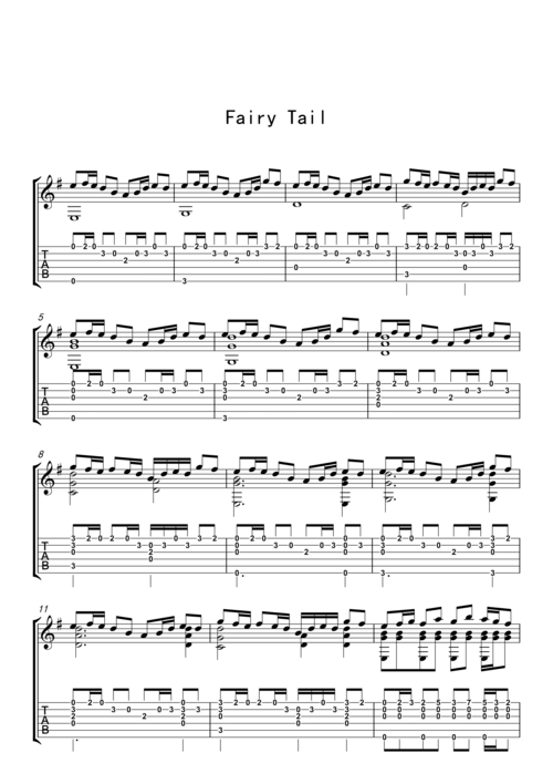 fairy tail(妖精的尾巴) - main theme(主题曲)吉他谱1