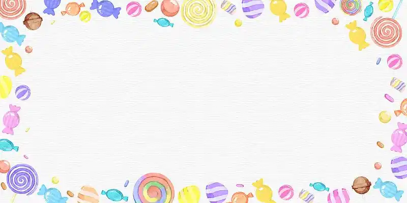 白色简约卡通糖果棒棒糖儿童节展板背景边框