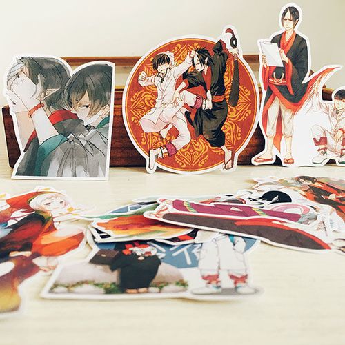 漫画同人鬼灯的冷彻贴纸line自制小白泽金鱼草猫好好手帐相册贴画