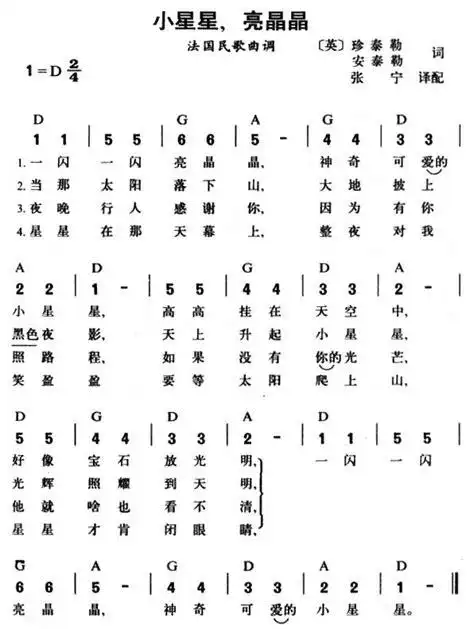 电子琴谱一闪一闪亮晶晶简谱