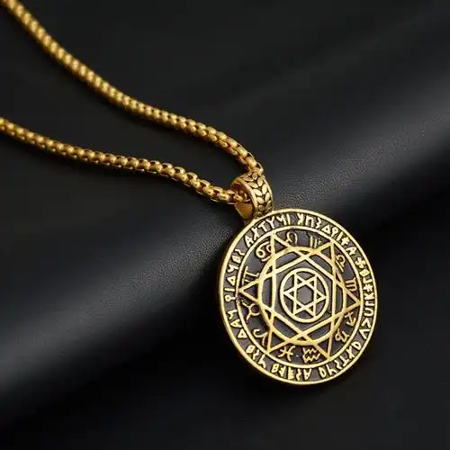 2019款欧美夜店嘻哈个性小封印六芒星钛钢项链挂饰男女款stn2547