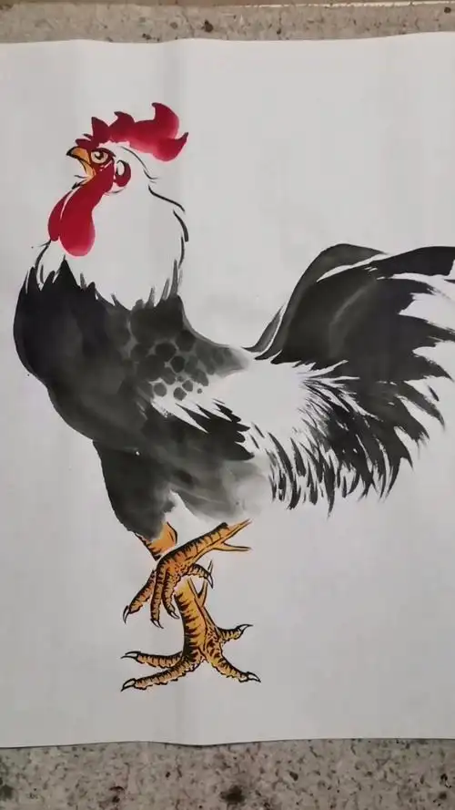 水墨画,写意公鸡