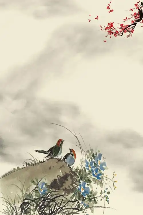 中国风复古工笔画背景模板