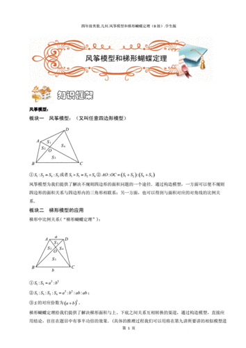 四年级奥数几何风筝模型和梯形蝴蝶定理b级学生版docx9页
