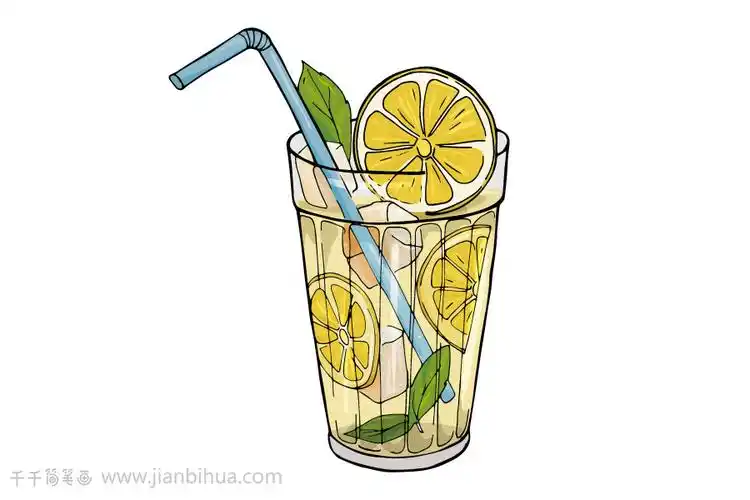 冰镇柠檬水简笔画怎么画