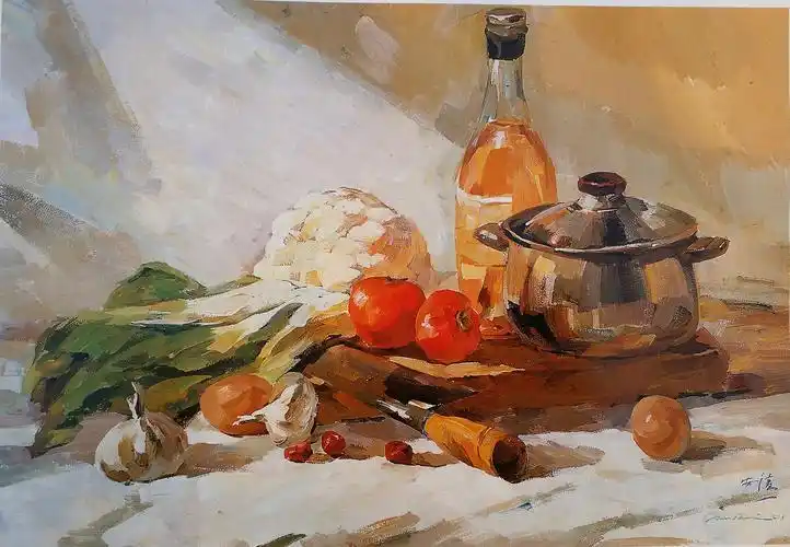 水粉静物写生设计图水粉画中九大笔法你都学会了吗天津美院副院长