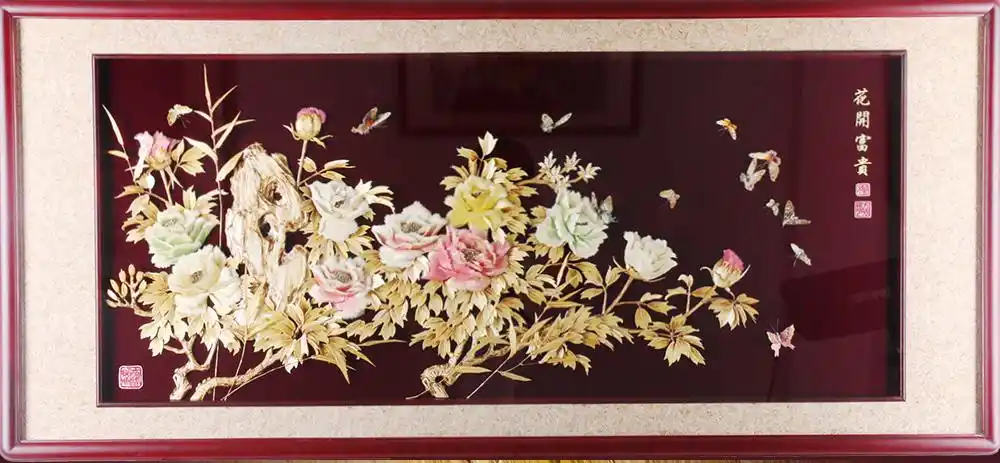 方志伟《花开富贵》横 麦秆画 非遗麦秆画 收藏家喜爱的王牌艺术品