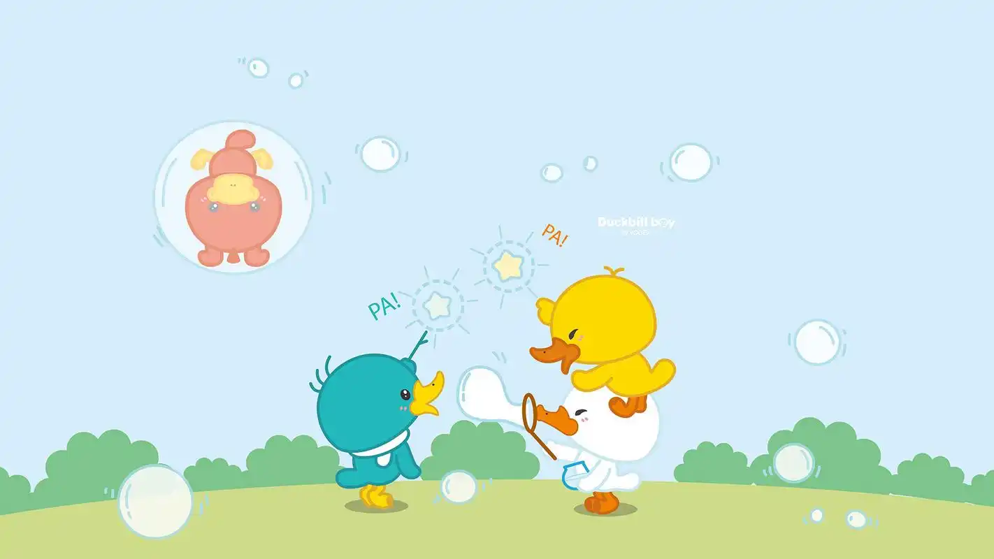 鸭嘴兽男孩春游卡通图片桌面壁纸