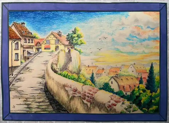 动漫场景手绘过程图