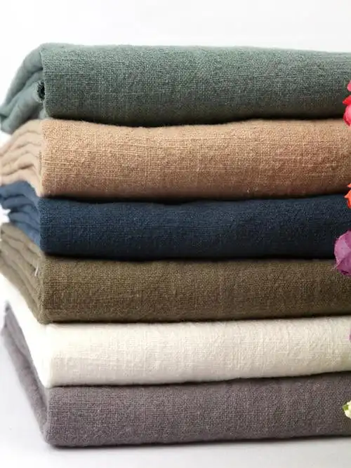水洗棉麻布料服装面料diy素色麻布薄款亚麻纯色夏季苎麻布料清仓