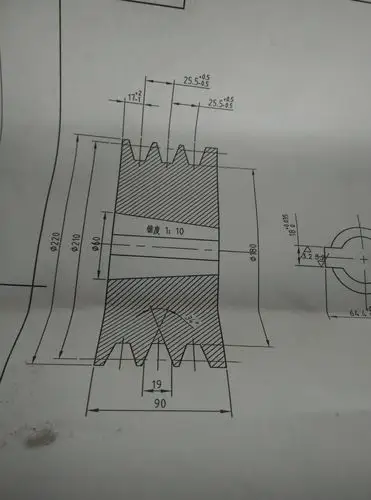 请问这个皮带轮槽上槽和下槽都是多少,怎么计算