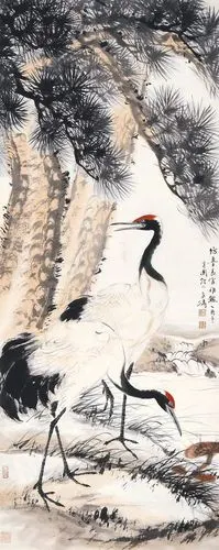 名家名作王雪涛松鹤延年赏析