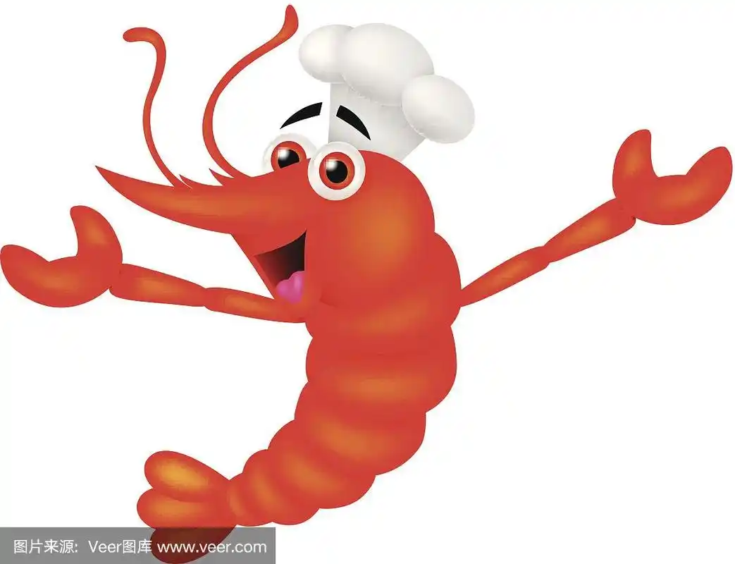 可爱的,卡通,虾,海洋生命,肖像