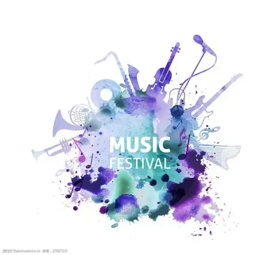 水彩绘音乐节元素矢量素材