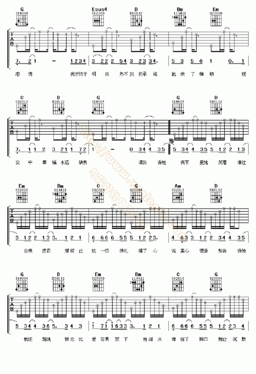 我还想她 吉他谱 -vanlepie-玩乐派