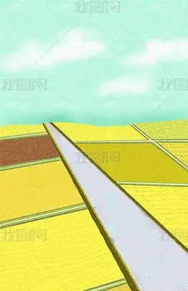 原创农村田野清新自然卡通背景