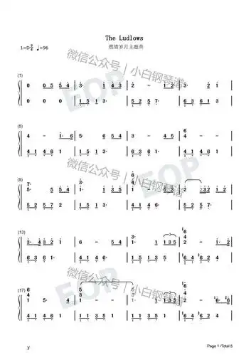 琴谱theludlows燃情岁月主题曲jameshorner含简谱