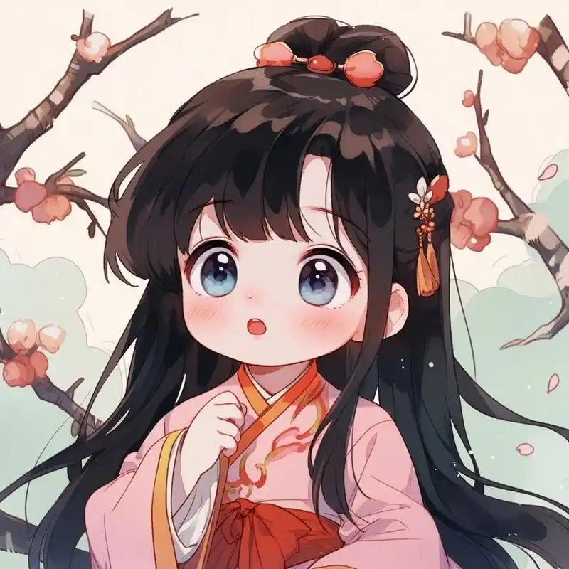 可爱古装女生头像:桃花树下小姐姐