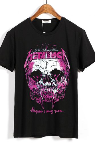 metallicat粉色骷髅欧美重金属摇滚乐队短袖t恤