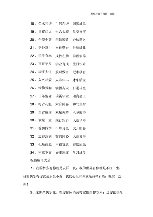 四字祝福成语大全.doc 7页
