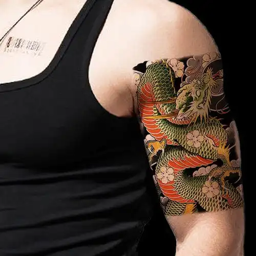 纹身贴花臂龙纹身贴花臂男防水3d仿真刺青过肩龙半臂小臂大图案身体