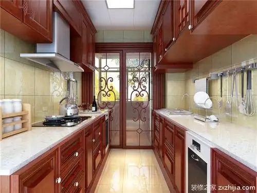 中式古典三居室厨房橱柜装修效果图大全