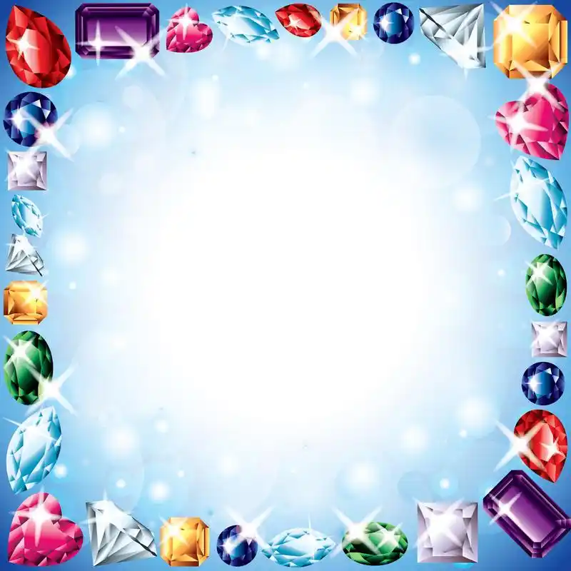 钻石及宝石矢量帧,在向量中的钻石和宝石多彩框架背景