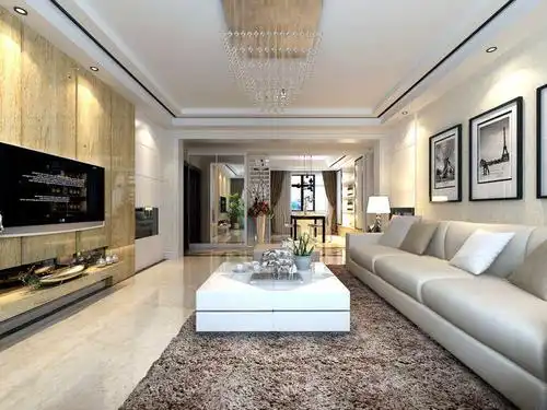 现代简约四居室客厅吊顶装修效果图