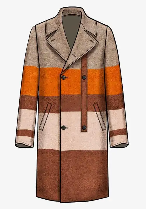 卡通时尚男士长风衣