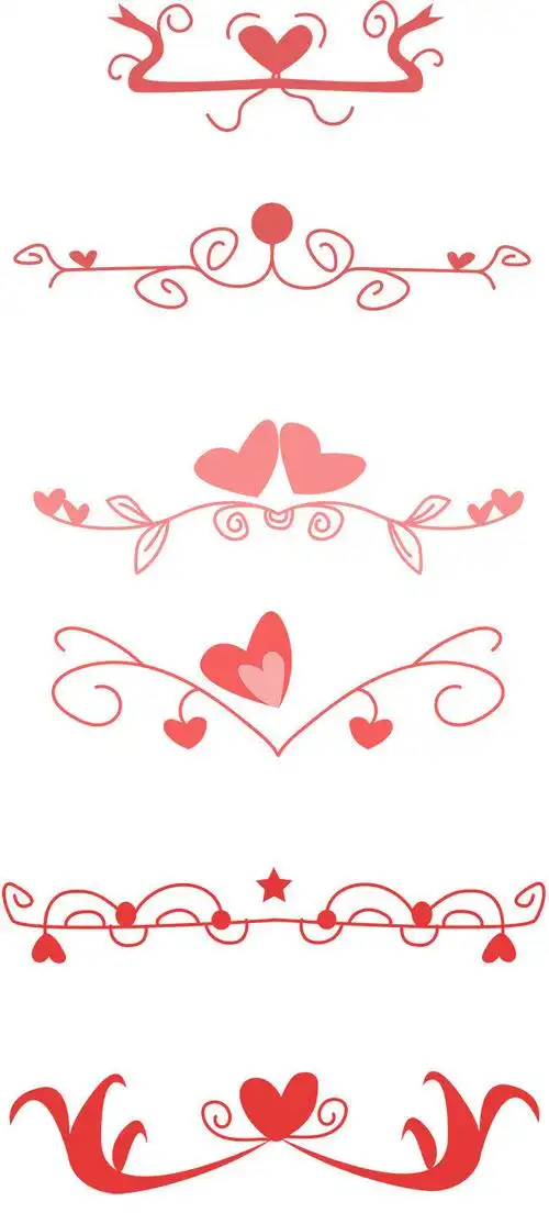 七夕节爱心花纹边框素材下载
