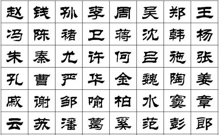 百家姓字帖隶书