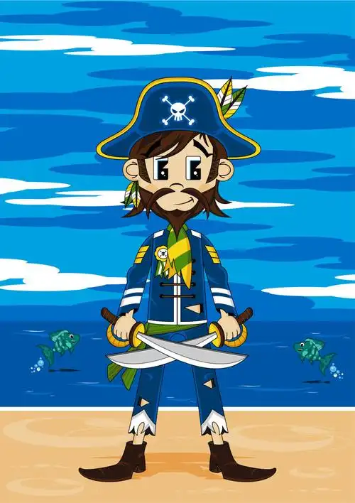 可爱的卡通海盗