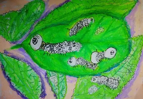 儿童创意画《蚕宝宝》