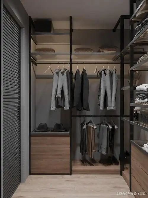 经典黑白灰给你一个沉稳大气的家~功能区衣柜现代简约功能区设计图片