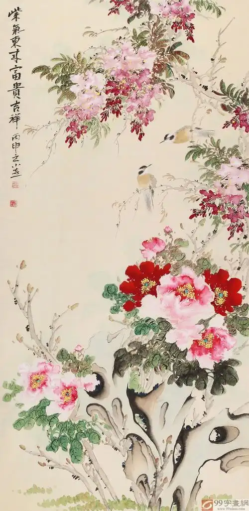 【已售】皇甫小喜 四尺《紫气东来 富贵吉祥》 河南著名花鸟画家