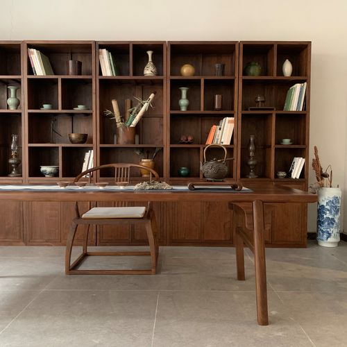 乐木展示柜家具组合书房茶桌书桌现代简约书架新中式书桌椅书柜