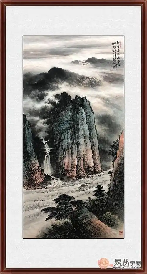张绪洪新品四尺竖幅国画山水画轻舟已过万重山
