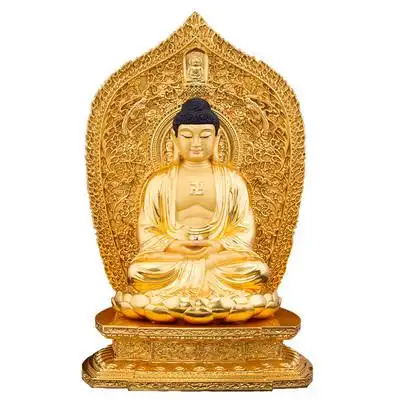 家用台湾纯铜贴金释迦牟尼佛像供奉如来佛祖释迦摩尼摆件