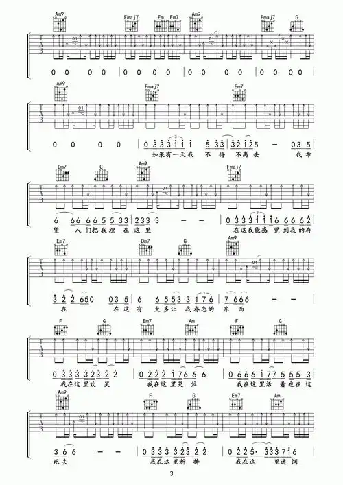 c调汪峰北京北京吉他谱