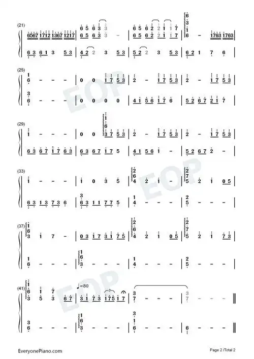 幻昼-柔情改编-illusionary daytime-抖音催泪神曲双手简谱预览2