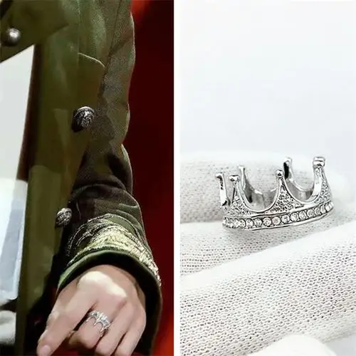 新款我们的歌肖战同款皇冠满钻戒指 精致开口可调节ins潮现货批发