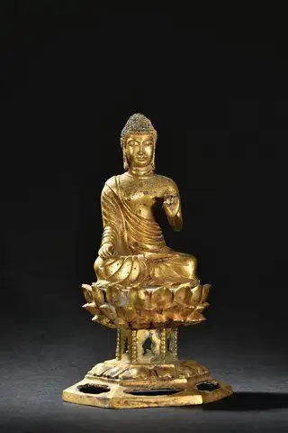唐代铜鎏金佛造像