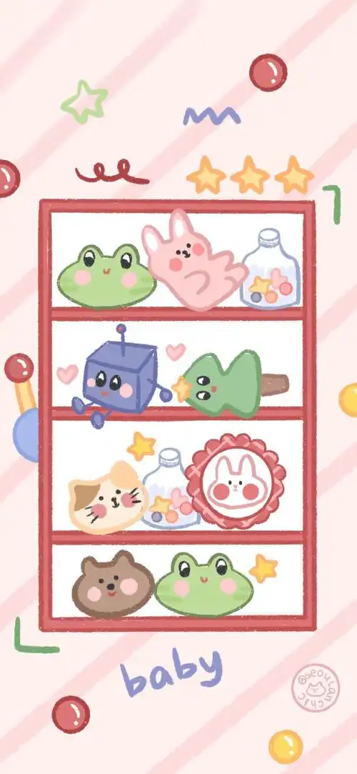 少女心壁纸 - cr:@见水印插画 素材 ins 韩系 可爱 简约 手绘 动漫