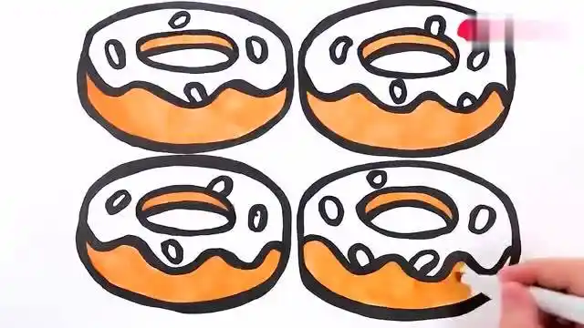 亲子涂色画:四个甜甜圈