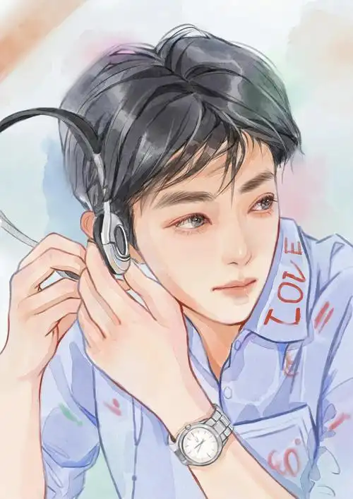 水彩风男生头像附过程图