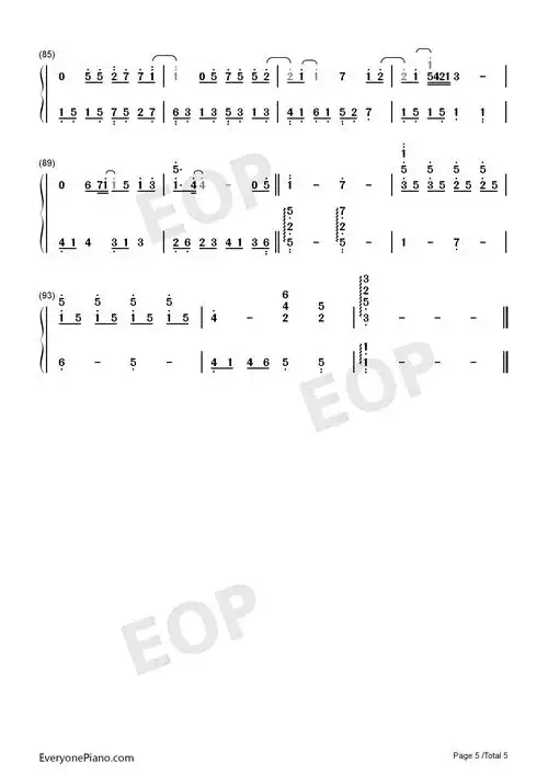 一个人的风景-夏至未至插曲双手简谱预览5