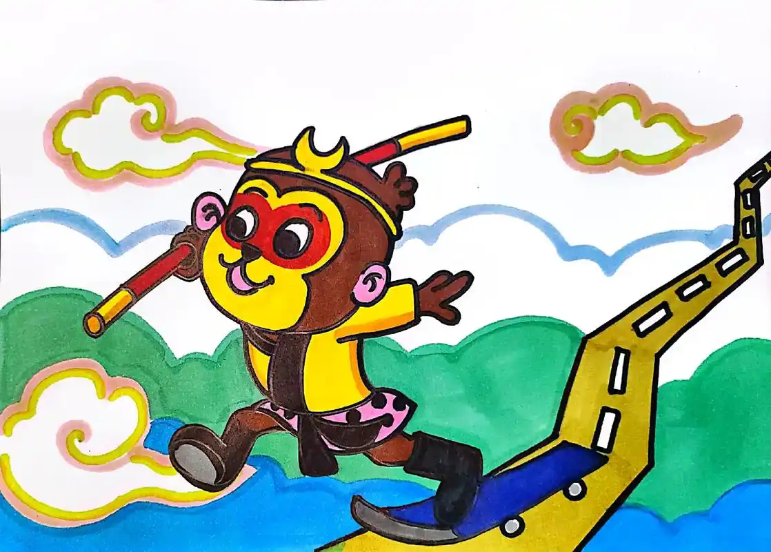 创意美术 #孙悟空 #儿童画  - 抖音