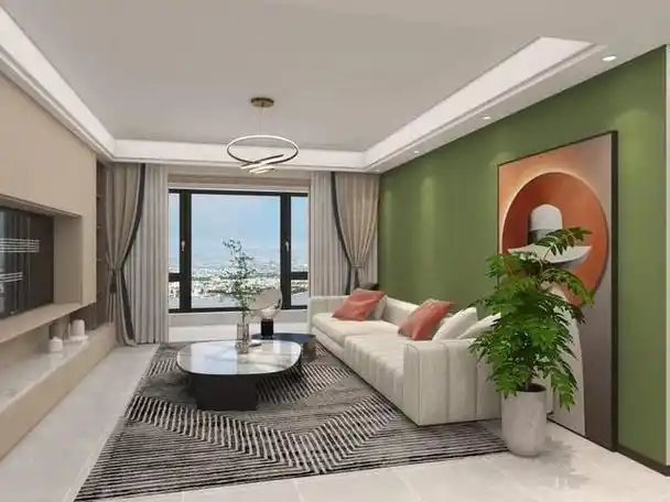 雾霾蓝浅豆绿色乳胶漆配色方案