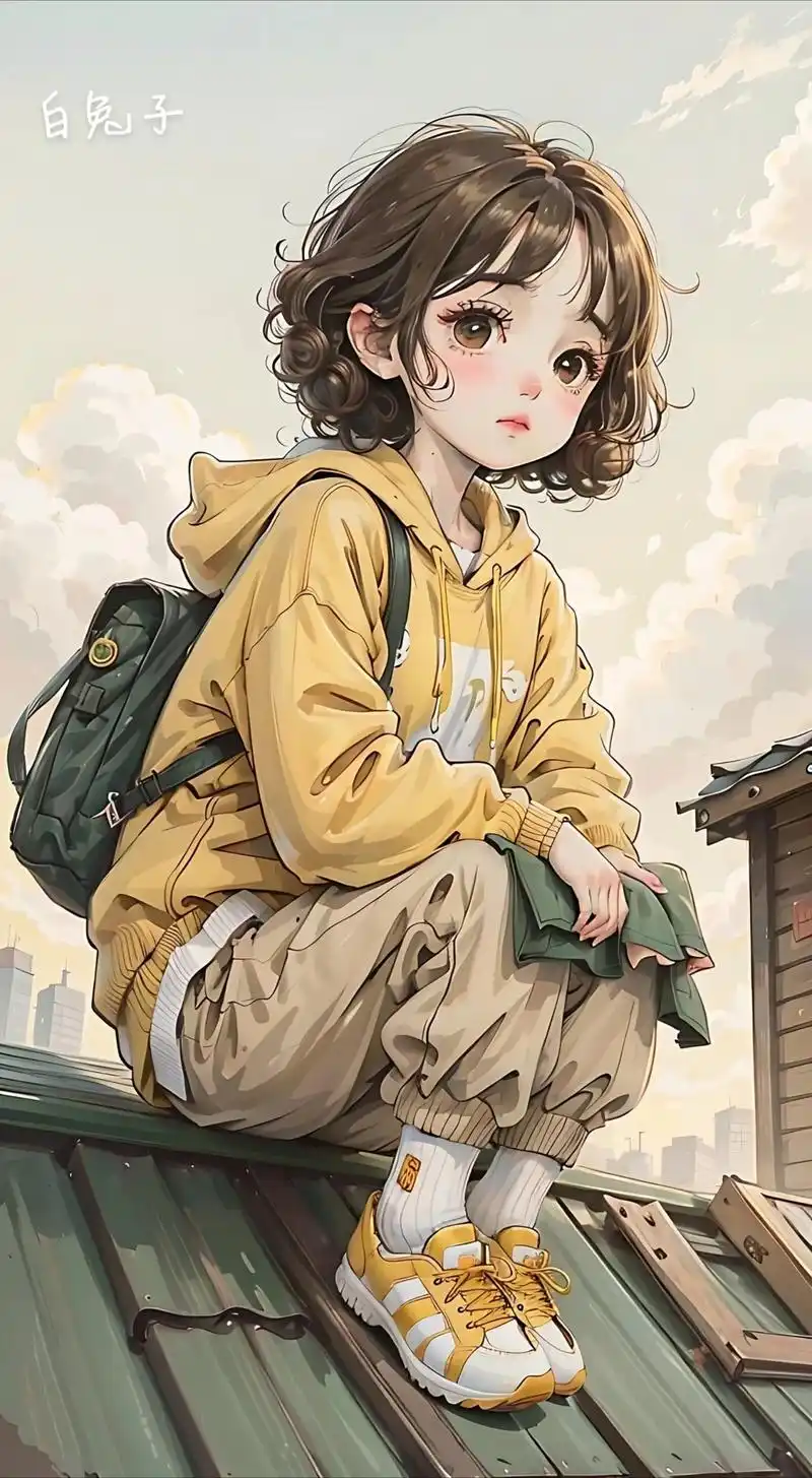 你可曾记得过我?小女孩坐在屋顶上想哭了…#ai绘画 #漫画女 - 抖音